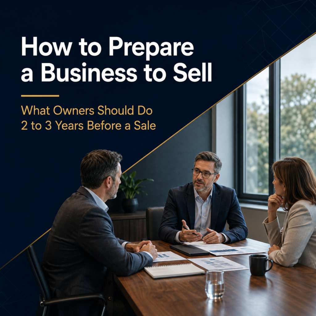 Business owners meeting with an M&A advisor to prepare a business for sale